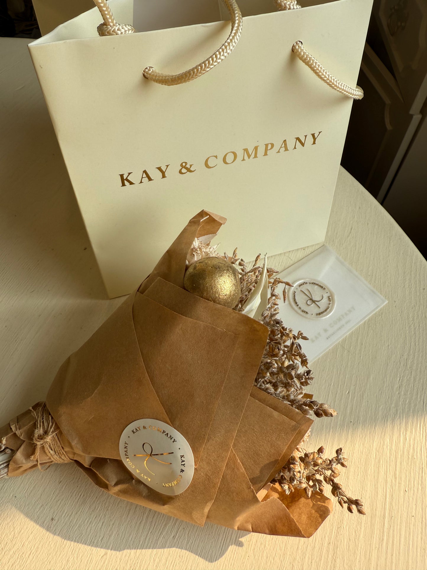 Mini Dried Bouquet - Neutral/Gold