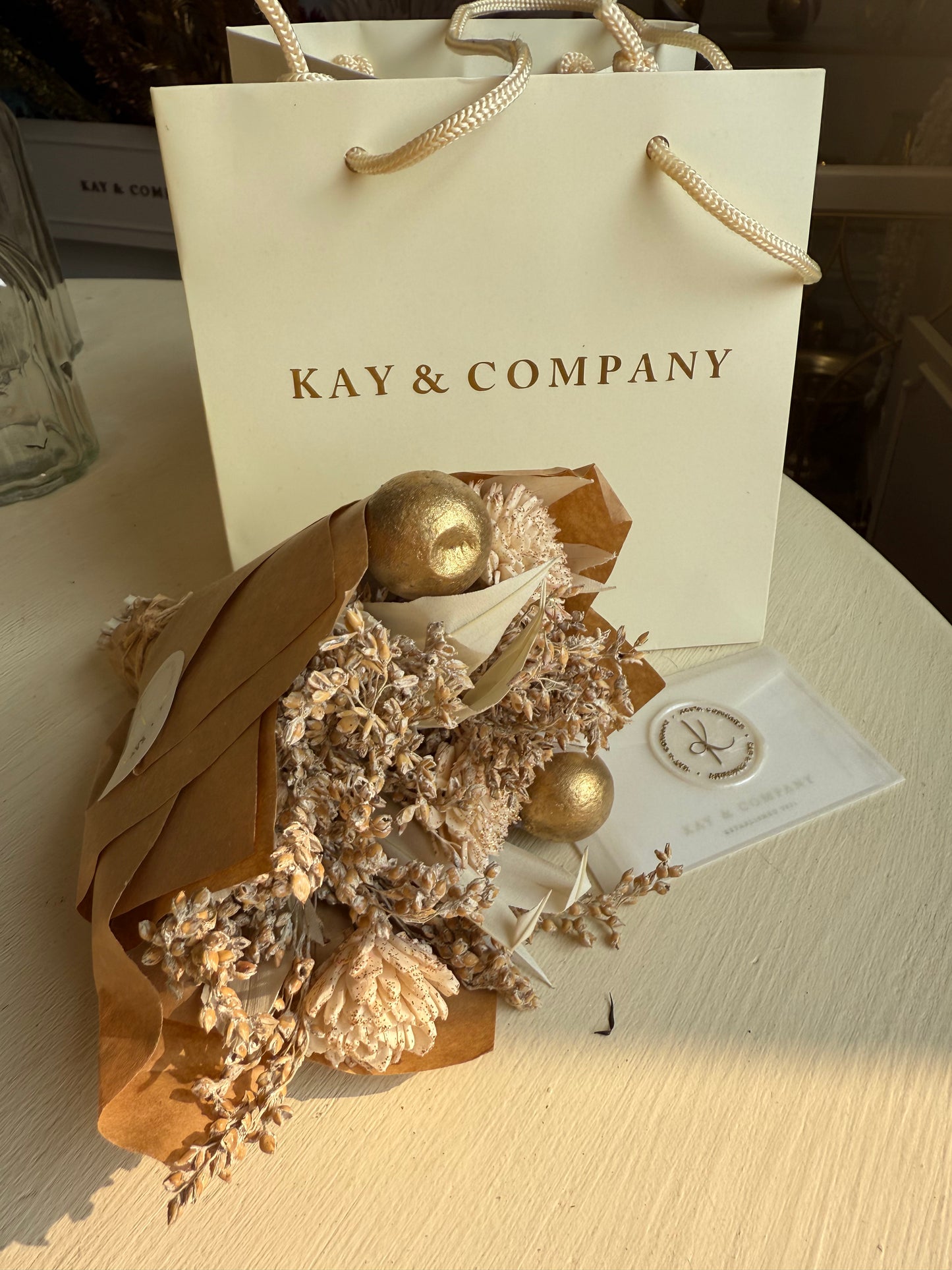 Mini Dried Bouquet - Neutral/Gold