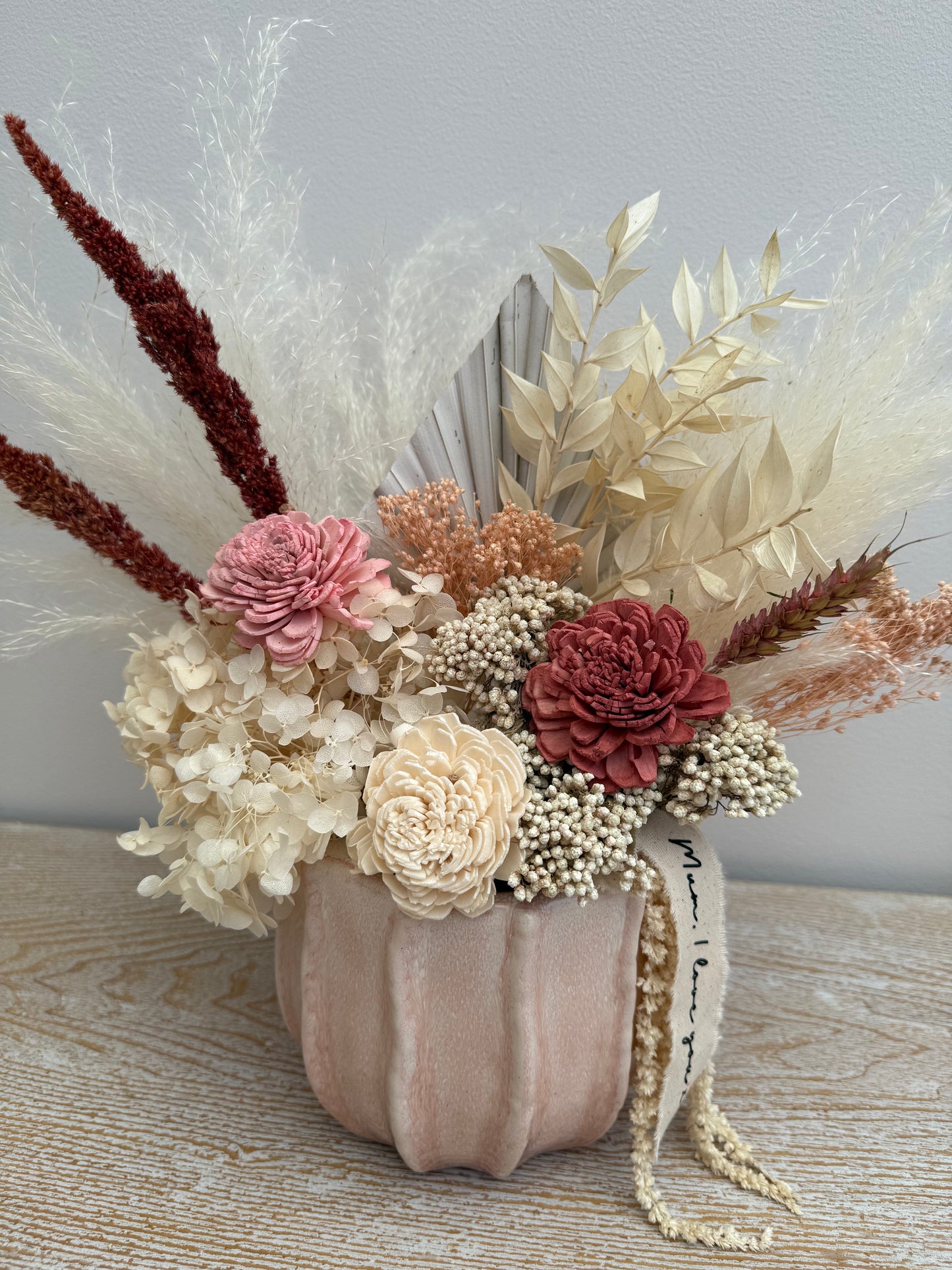 Mothers Day dried arrangement in pink