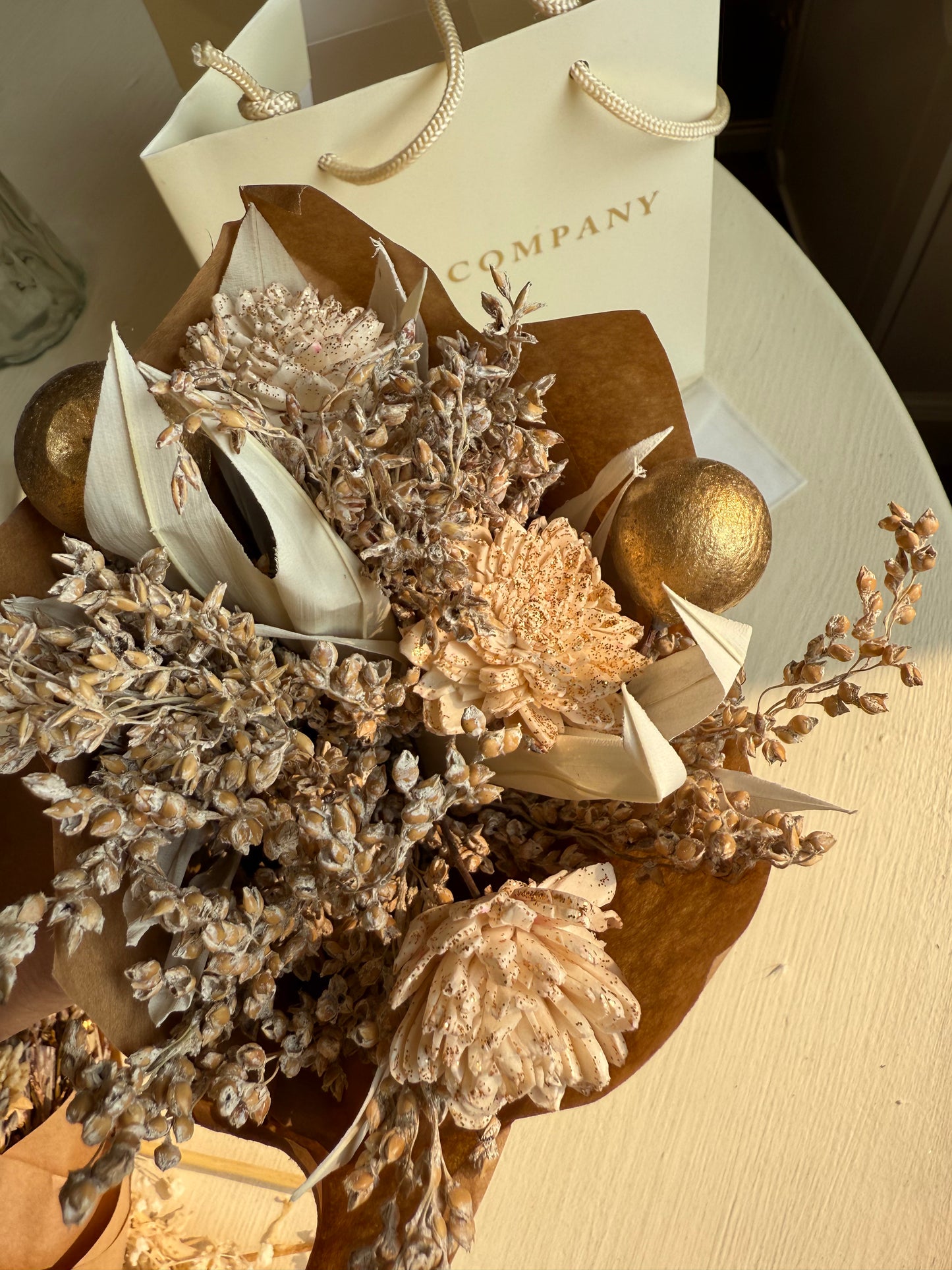 Mini Dried Bouquet - Neutral/Gold